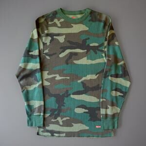 Supreme Thermal Shirt Large Green Camo Cotton Base Layer Streetwear New York